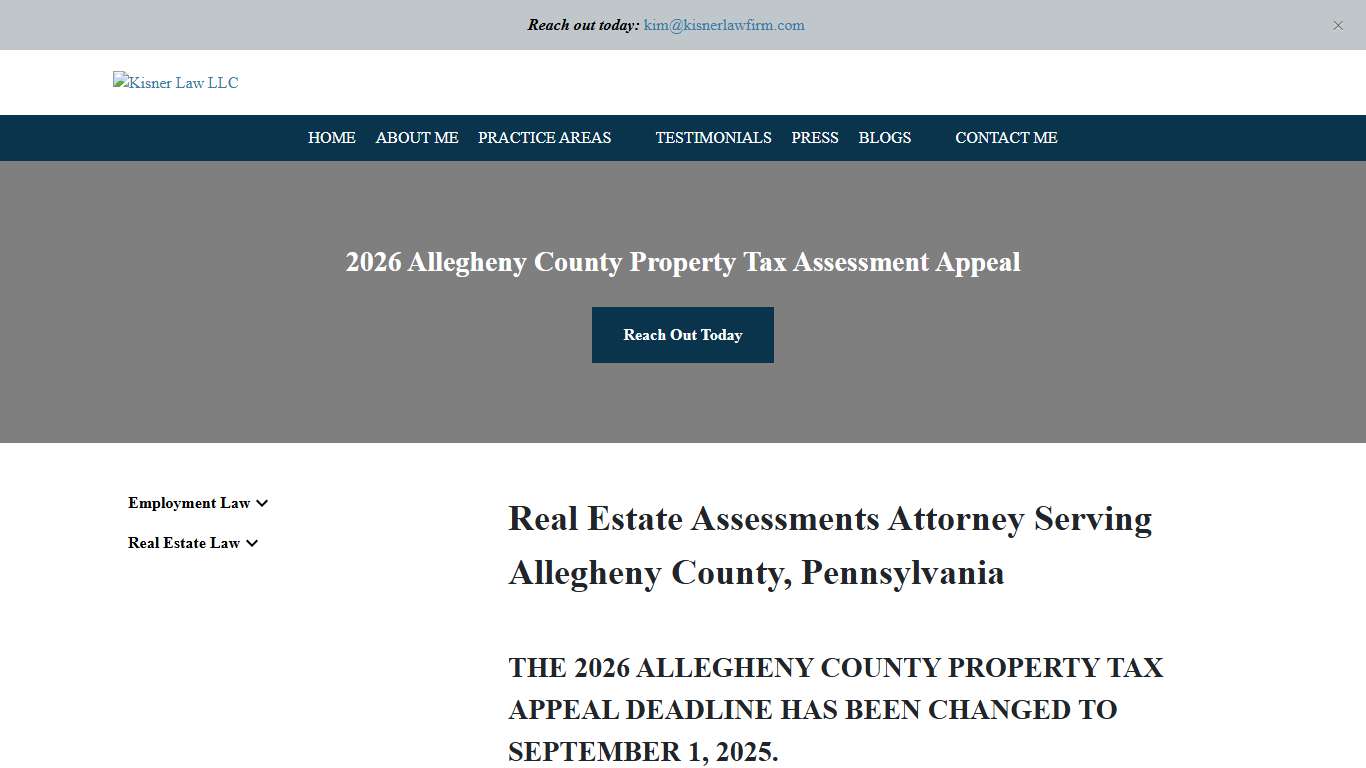 Allegheny County, PA Real Estate Assessments Attorney | Kisner Law LLC