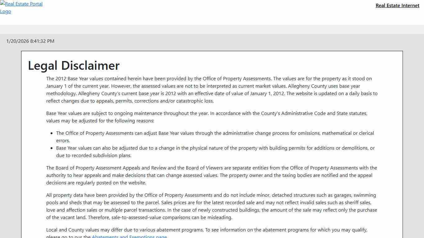 Real Estate Portal | Disclaimer